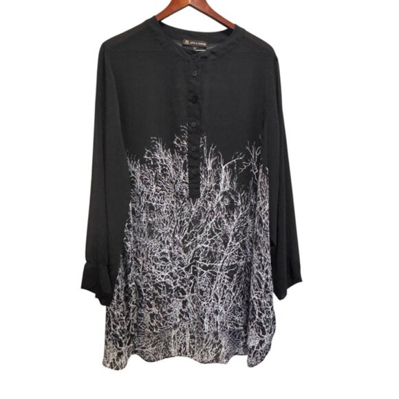 Addition Elle Love and Legend Black  White Sheer Tunic Top Size 22 - Picture 2 of 10